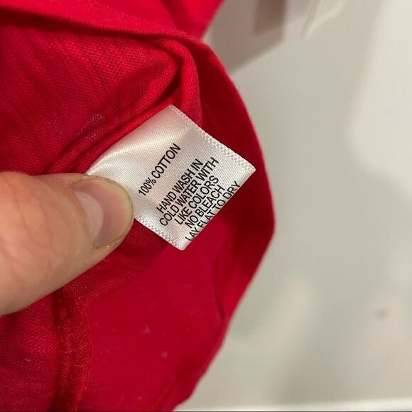 Gibson Basic Red V-Neck Cotton T-Shirt Shoulder Pocket - Picture 5 of 9